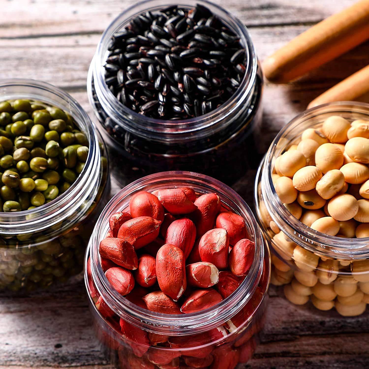MANSHU 8 oz jar filled with nuts for snack organization.