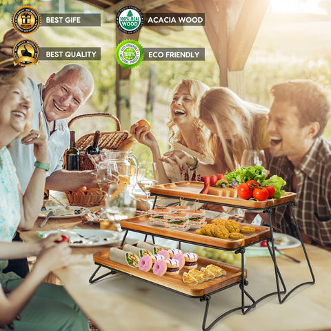 Manspdier acacia wood dessert tray highlighting natural grain for rustic entertaining