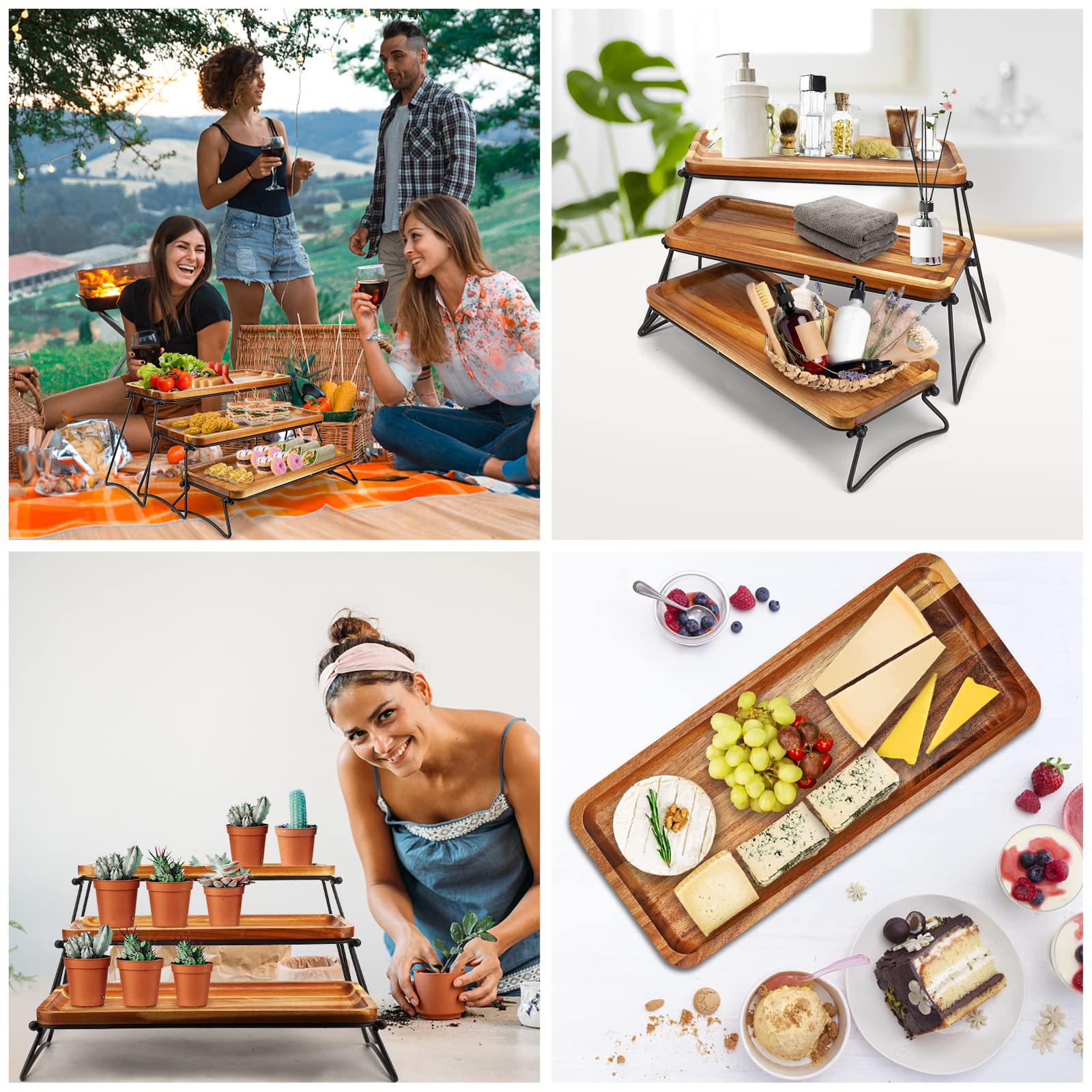 Manspdier collapsible rack serving tray providing easy storage between events