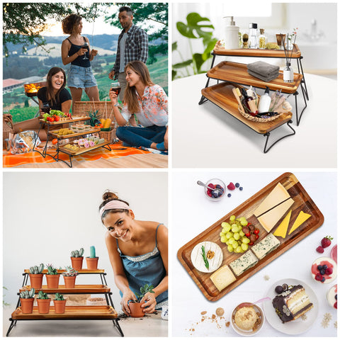Manspdier collapsible rack serving tray providing easy storage between events