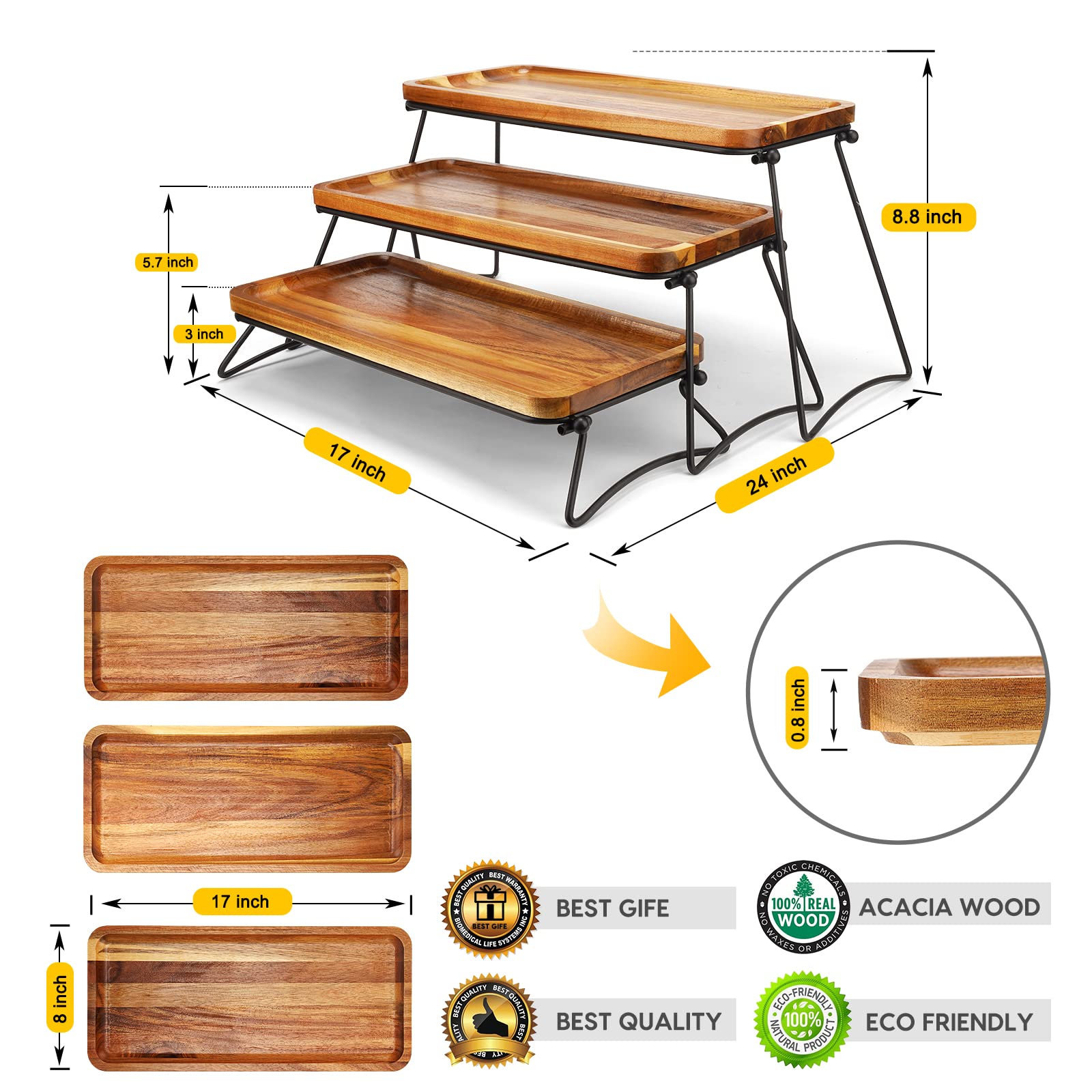 Manspdier tiered serve trays on display for versatile party appetizers