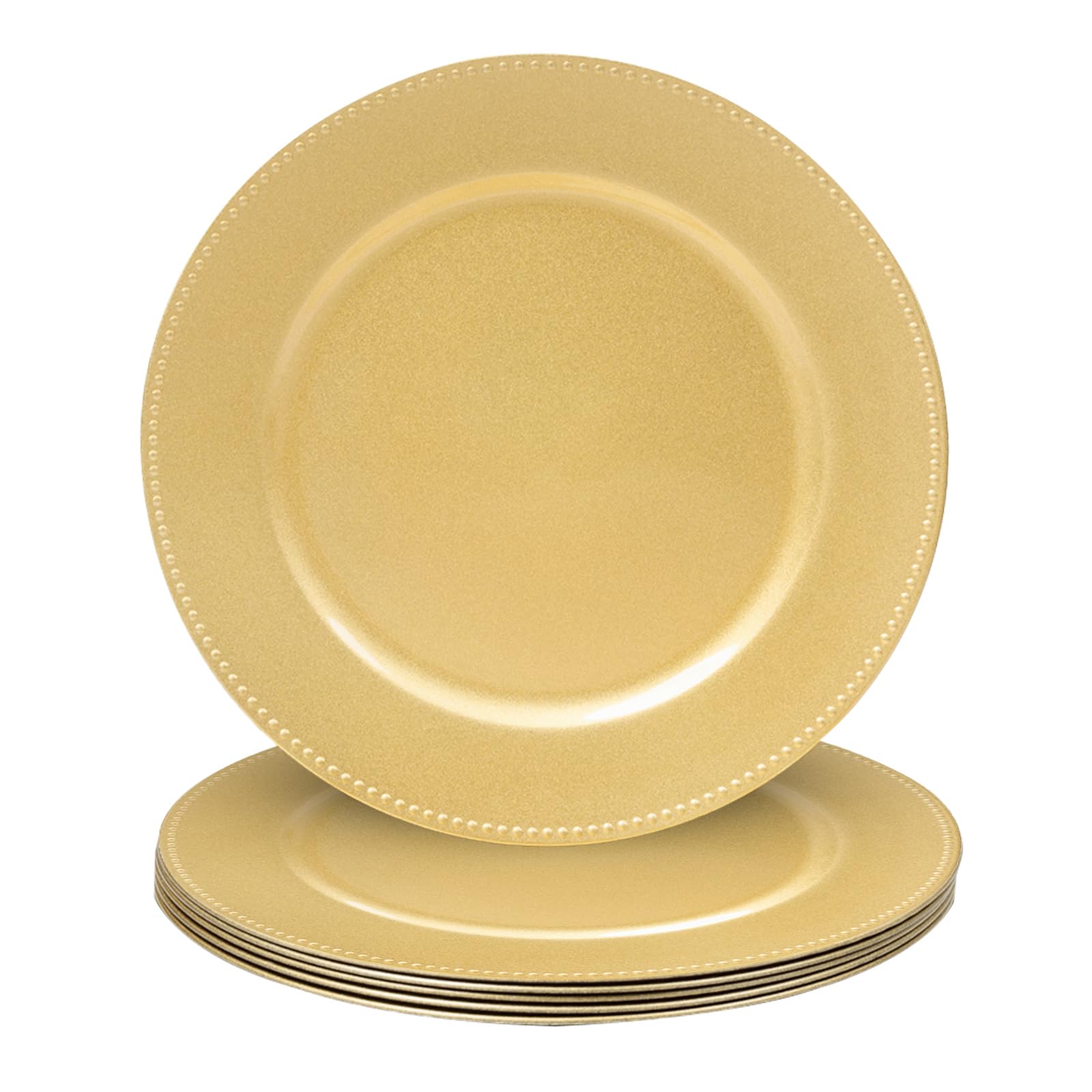 MAONAME 13-inch gold charger with beaded rim for luxurious table setting.