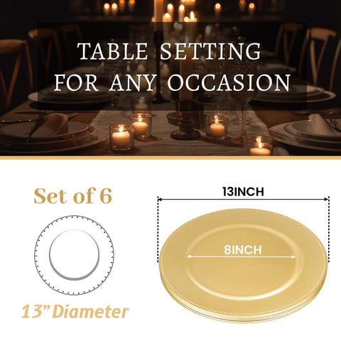 MAONAME 13-inch gold charger adds elegant-dining touch for weddings and events.
