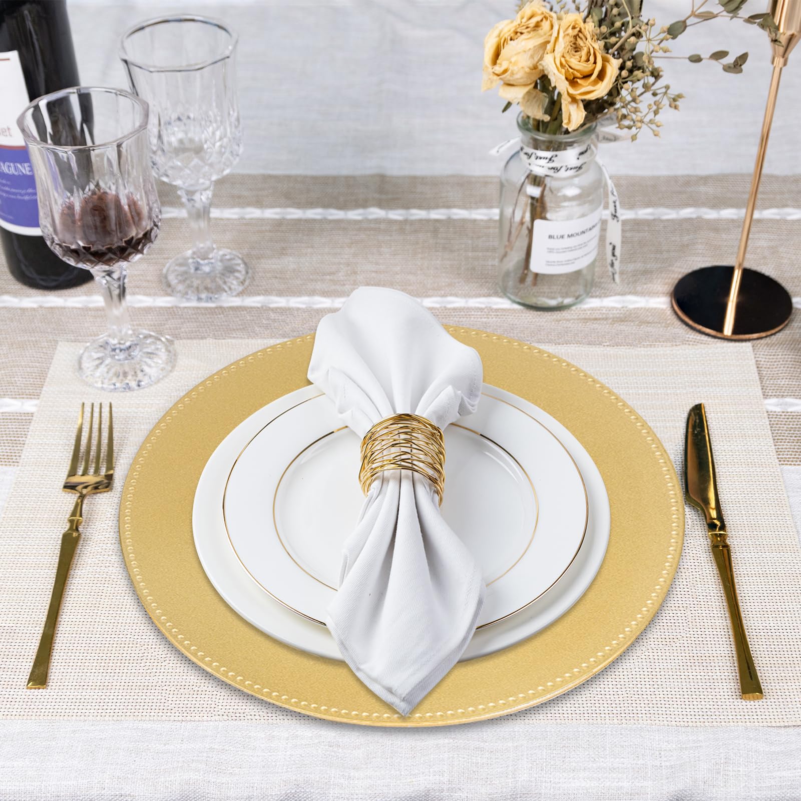 MAONAME 13-inch charger set for catering-events keeps plates tidy and stylish.