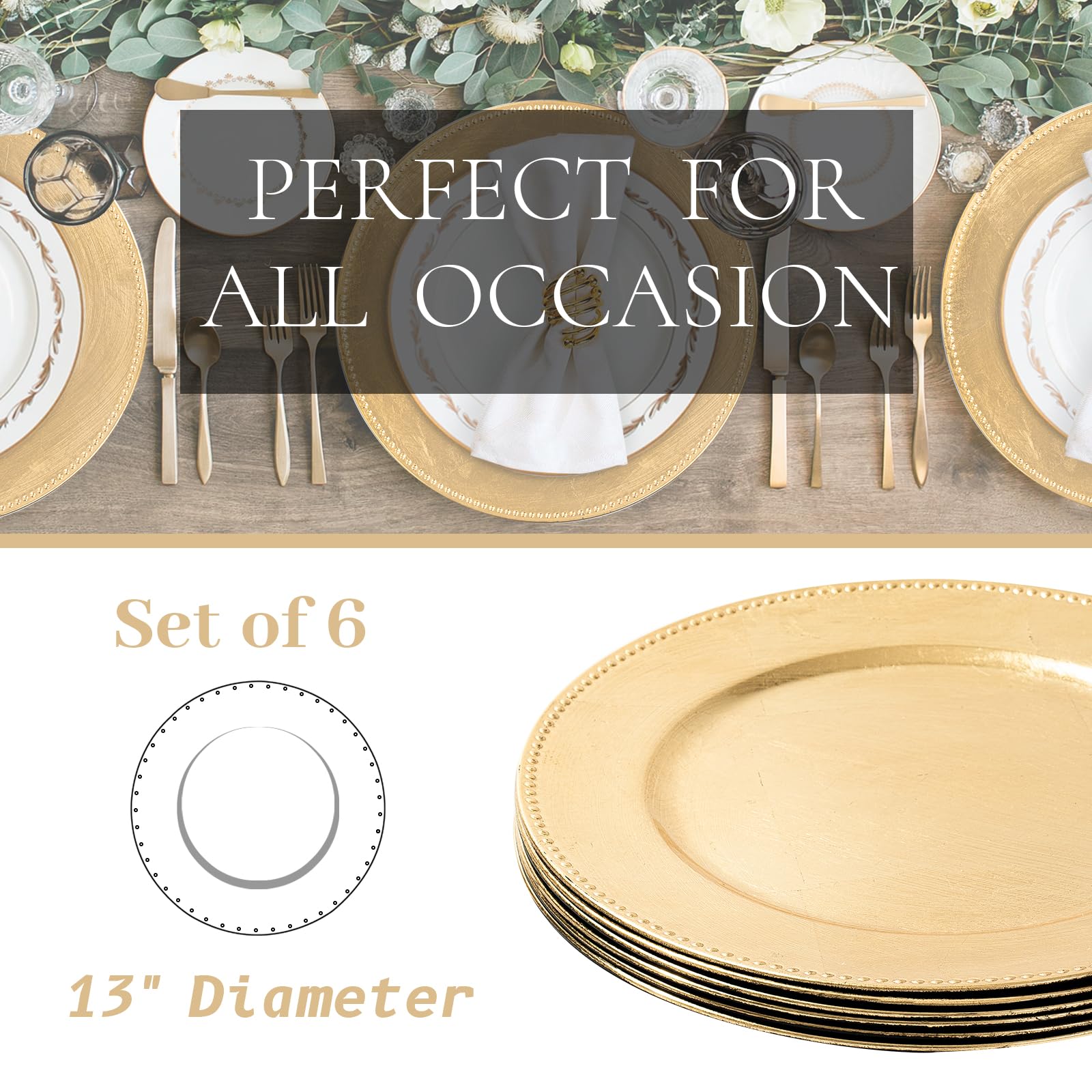 MAONAME charger under dinner plates helps protect surfaces while adding style.