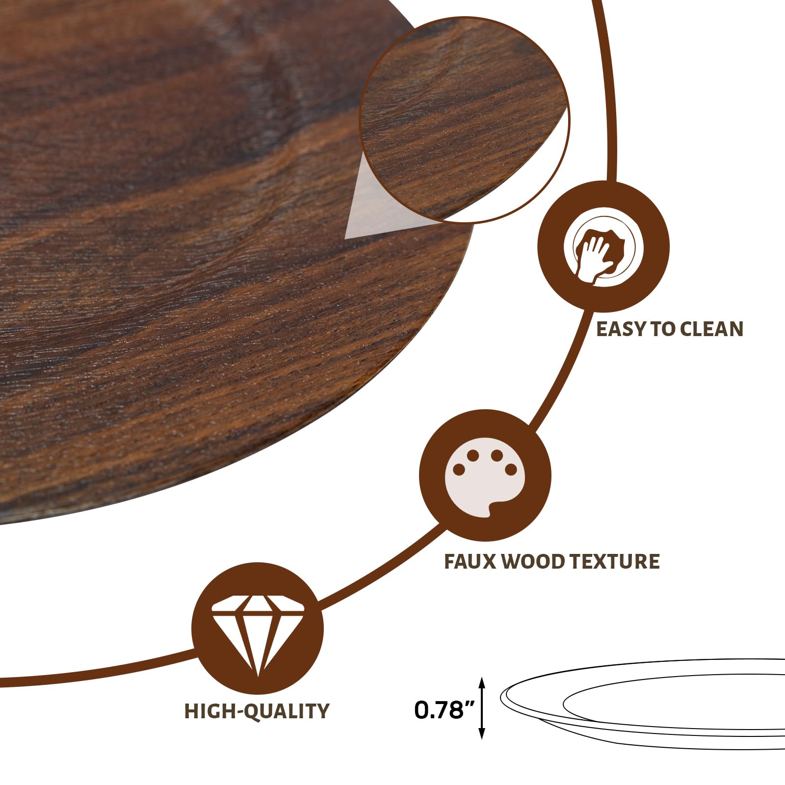 MAONAME round charger helps protect tabletops during meals and celebrations