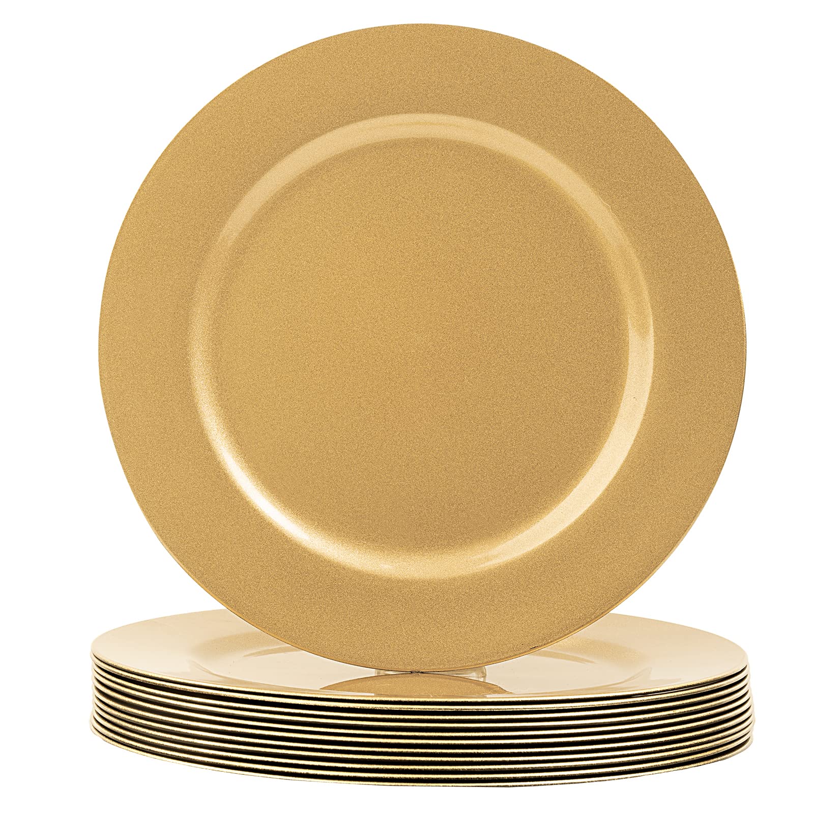 MAONAME Gold Charger Plates 12-pack for elegant table setting and quick party setup