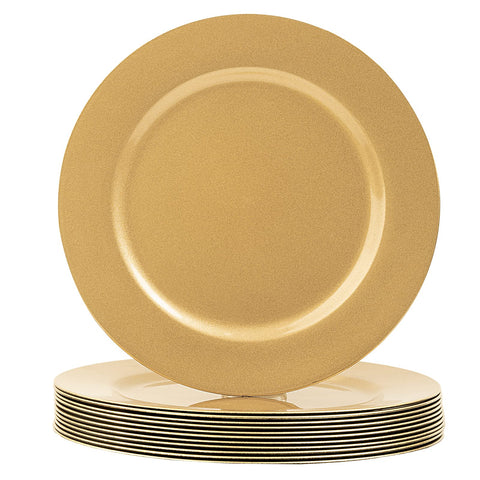 MAONAME Gold Charger Plates 12-pack for elegant table setting and quick party setup