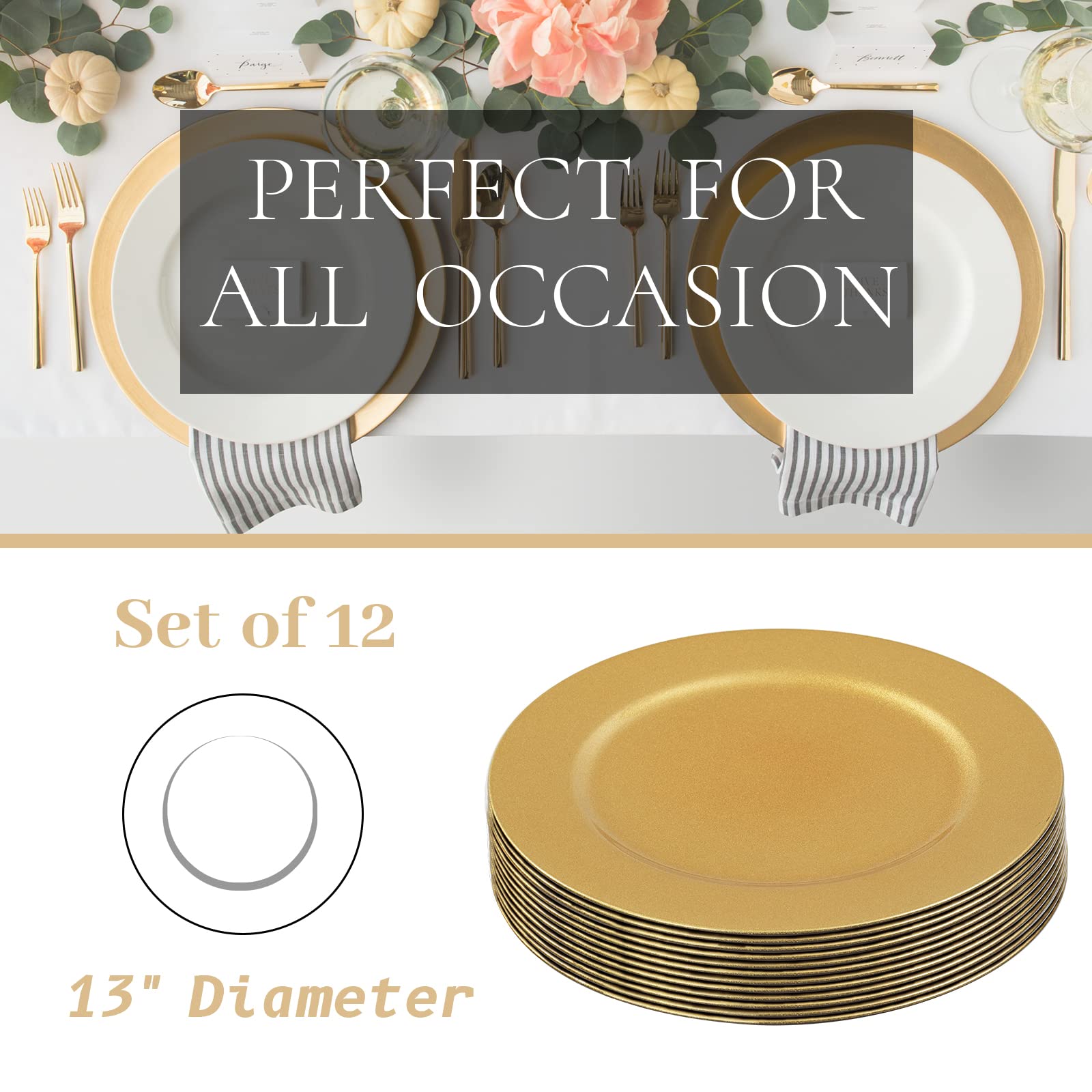 MAONAME Gold Charger Plates under salad bowls prevent spills gracefully
