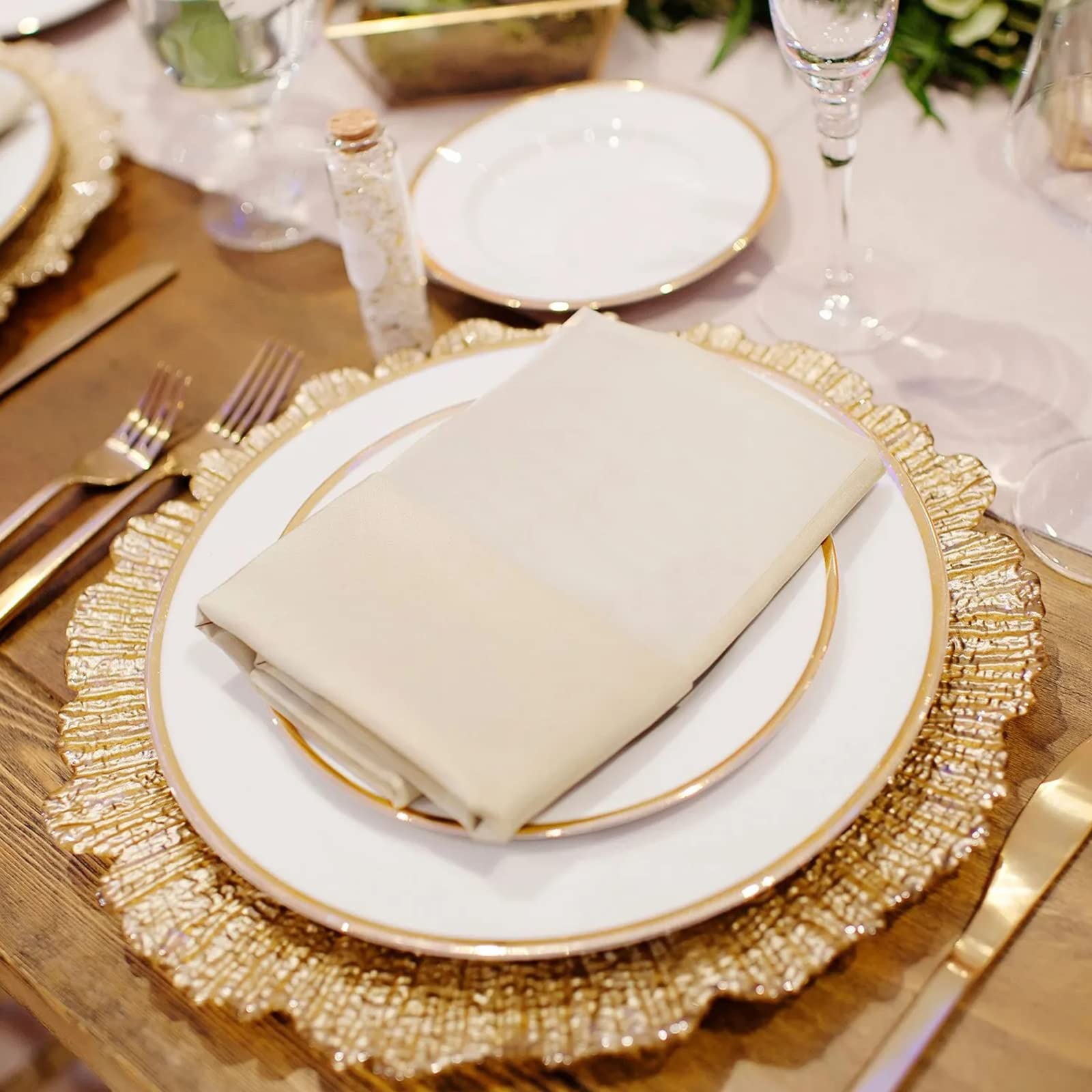 MAONAME gold charger under-dishware protects against spills