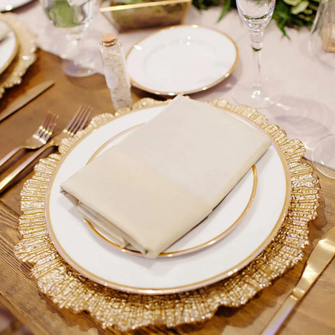 MAONAME gold charger under-dishware protects against spills