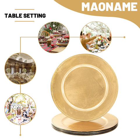 MAONAME wedding and party table decor chargers create a festive, luxurious ambiance.