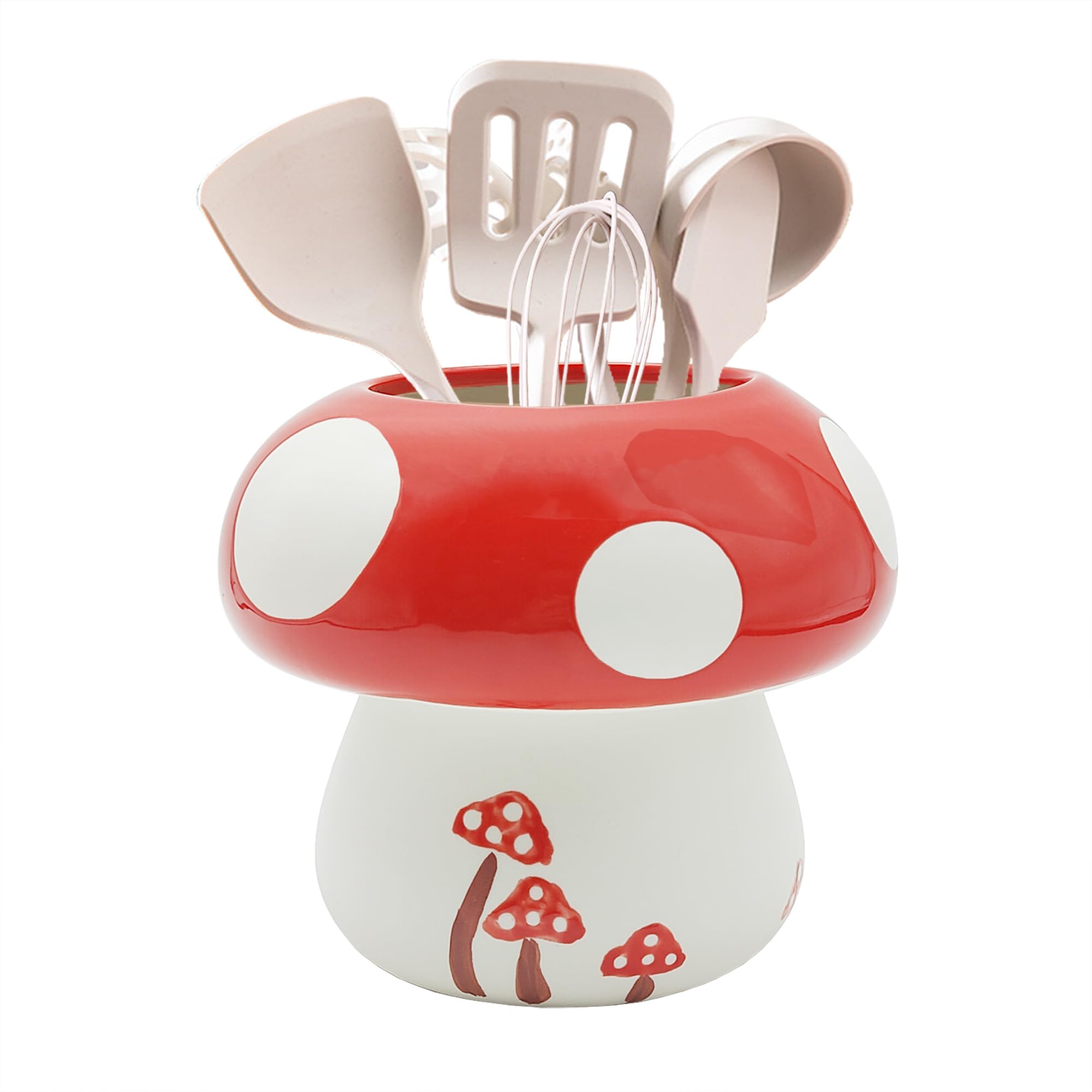 MaoYaMao mushroom utensil holder front view keeps counters organized
