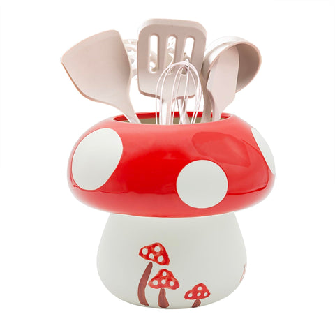 MaoYaMao mushroom utensil holder front view keeps counters organized
