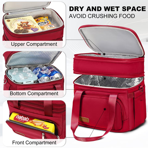 MAPLELILY lunch bag bottom insulated compartment preserves hot or cold items.