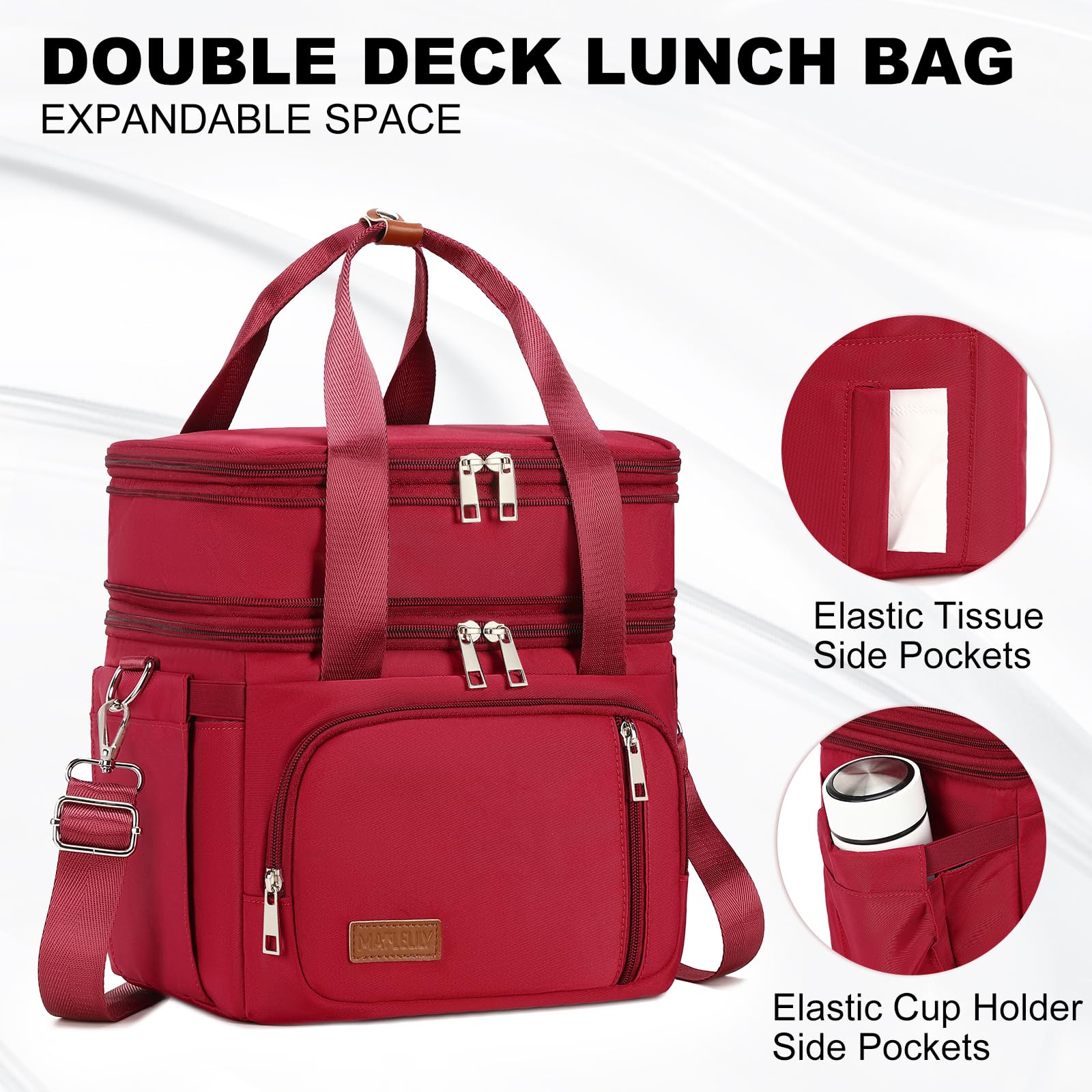 MAPLELILY dual-compartment design supports separate foods and beverages.