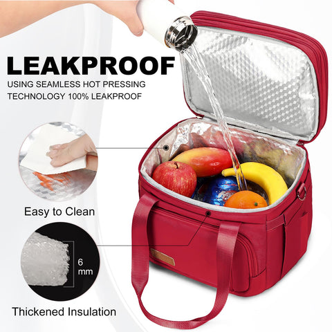 MAPLELILY lunch bag top expandable compartment keeps snacks fresh and accessible.