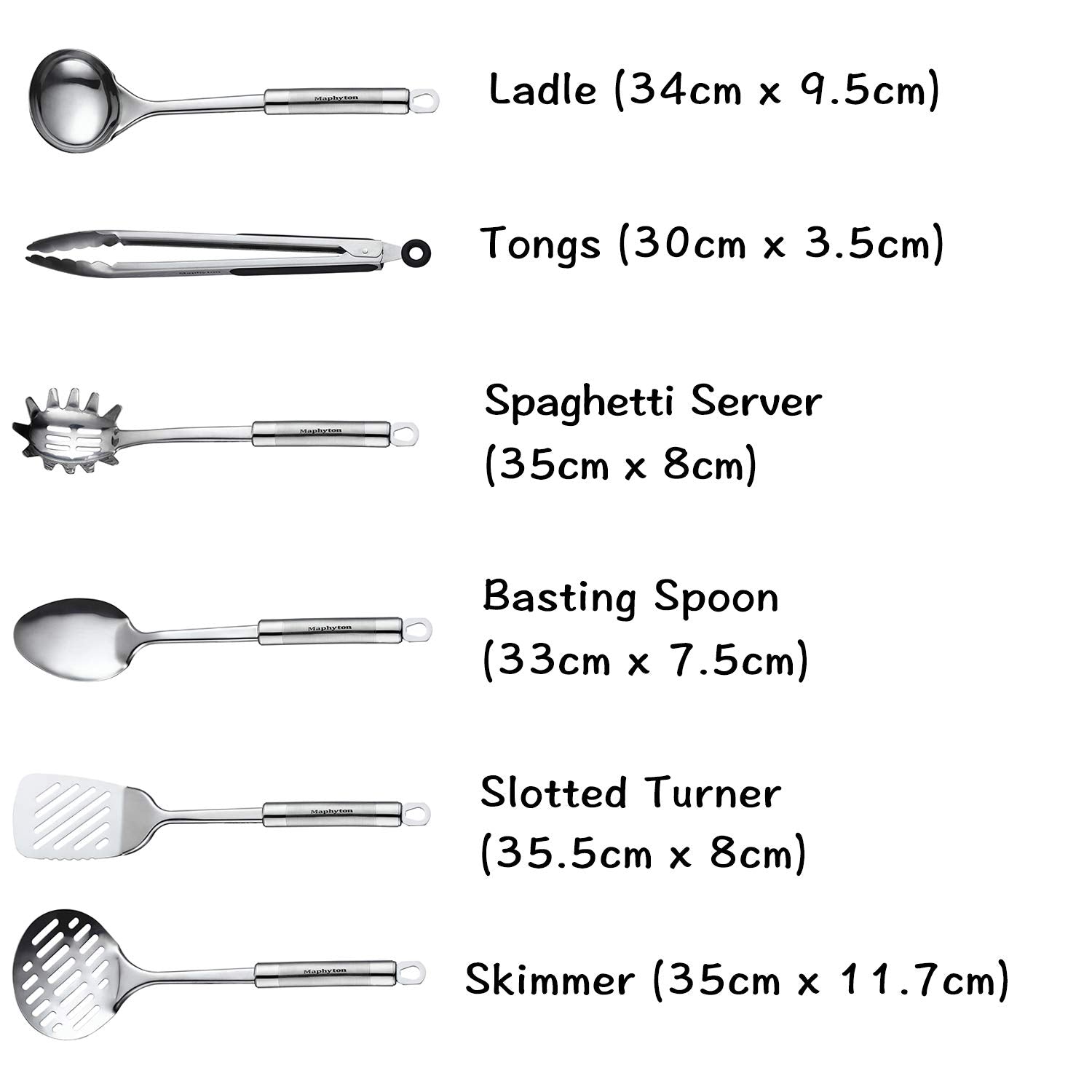 Mapphyton spaghetti server showcases sturdy stainless steel for confident pasta portions.