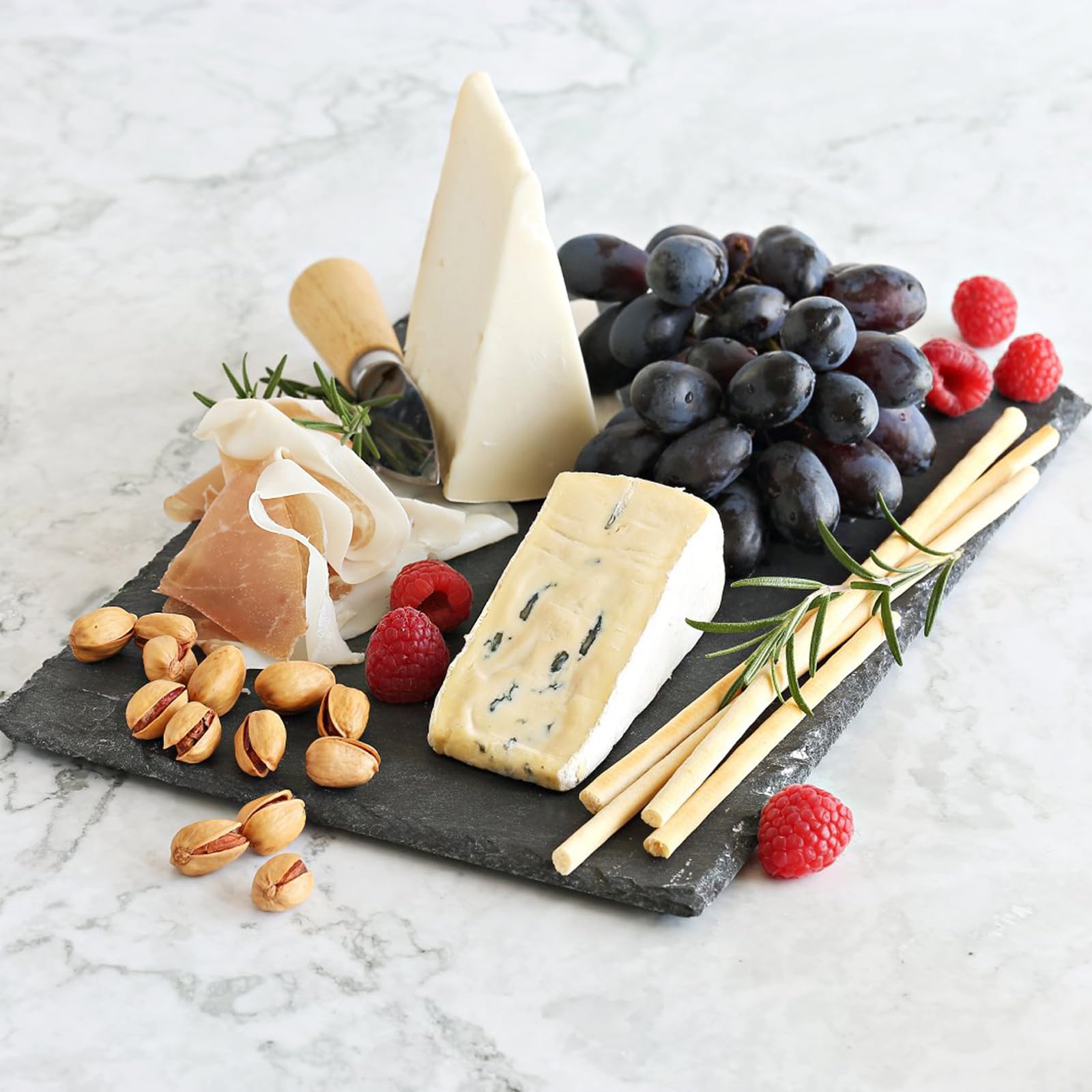 MAPRIAL black slate serving platters add chic tabletop appeal.