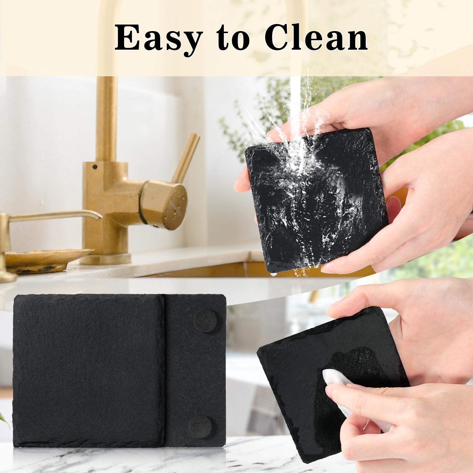 MAPRIAL natural slate coasters add rustic-modern style to dining and living spaces.
