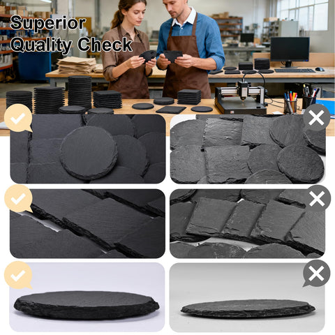 MAPRIAL natural square slate coaster close-up showing authentic stone texture enhances décor