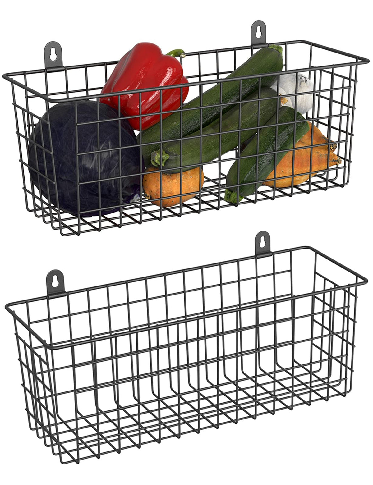 MaraFansie extra large wire basket 2-pack wall mounted for spacious storage.