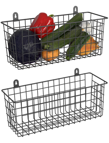 MaraFansie extra large wire basket 2-pack wall mounted for spacious storage.