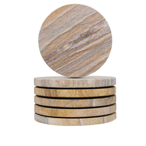 Easy to clean sandstone coasters for busy kitchens.