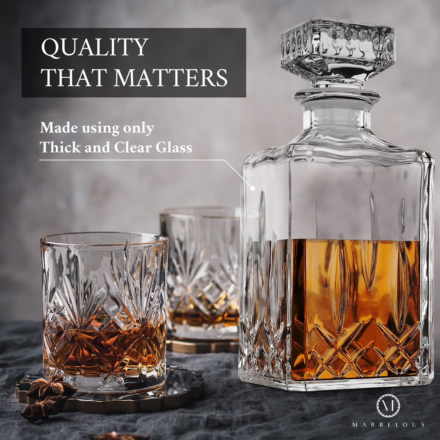 Marbelous crystal stopper airtight seal preserves aroma and flavor