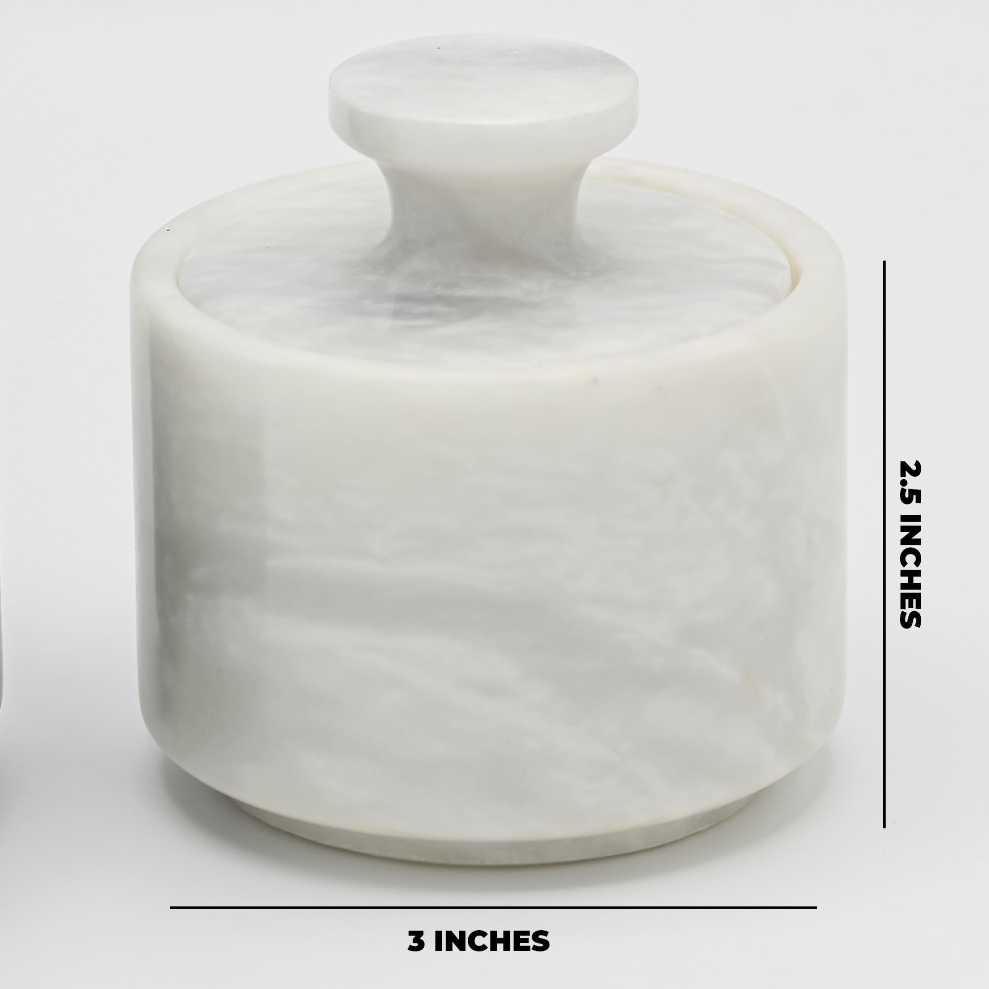 Marble Hives salt and pepper bowls with lids pair for coordinated tabletop styling.