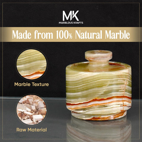 MARBLOUS KRAFTS green onyx stone kitchen jar keeps salt fresh with lid