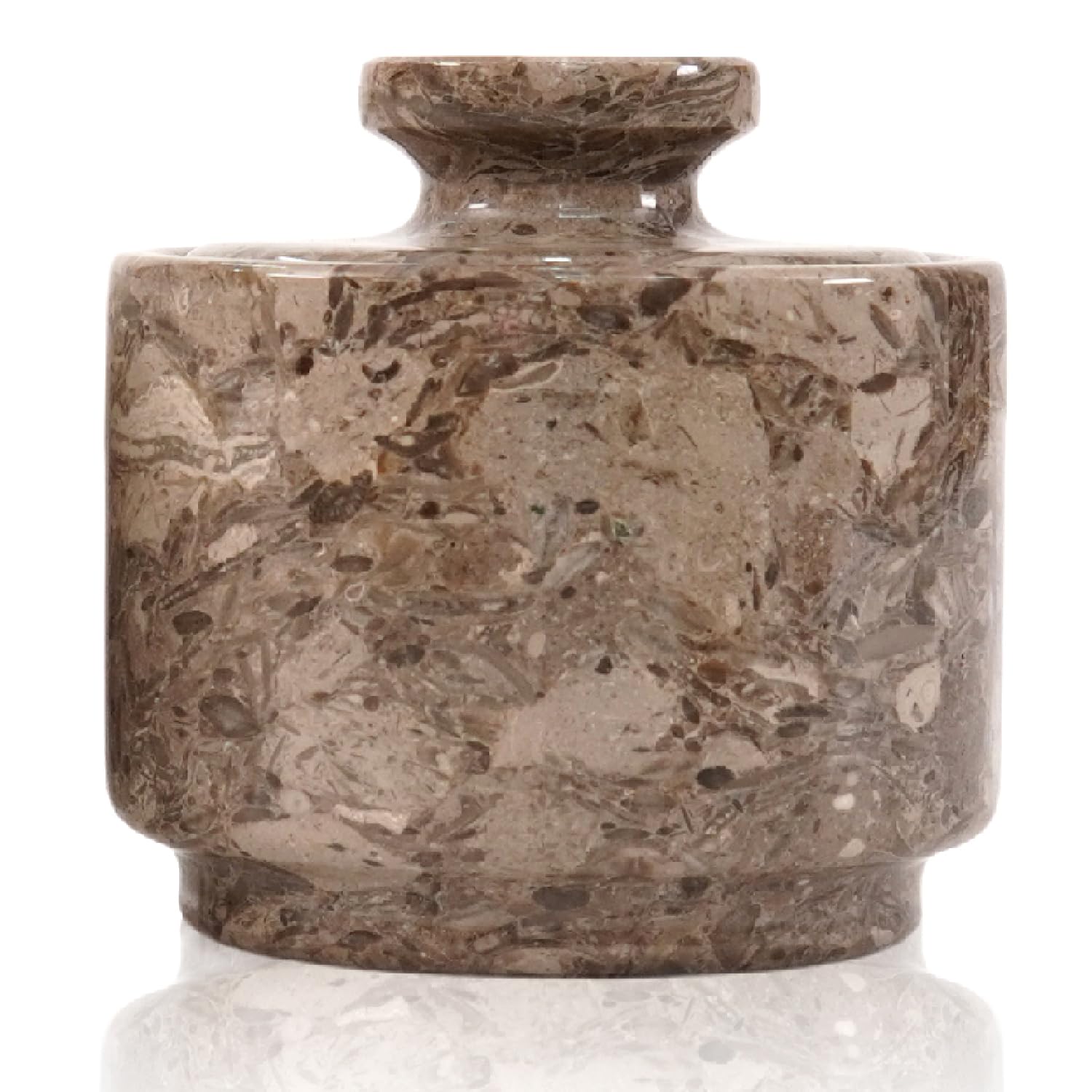 MARBLOUS KRAFTS marble salt cellar with lid on display for countertop freshness.