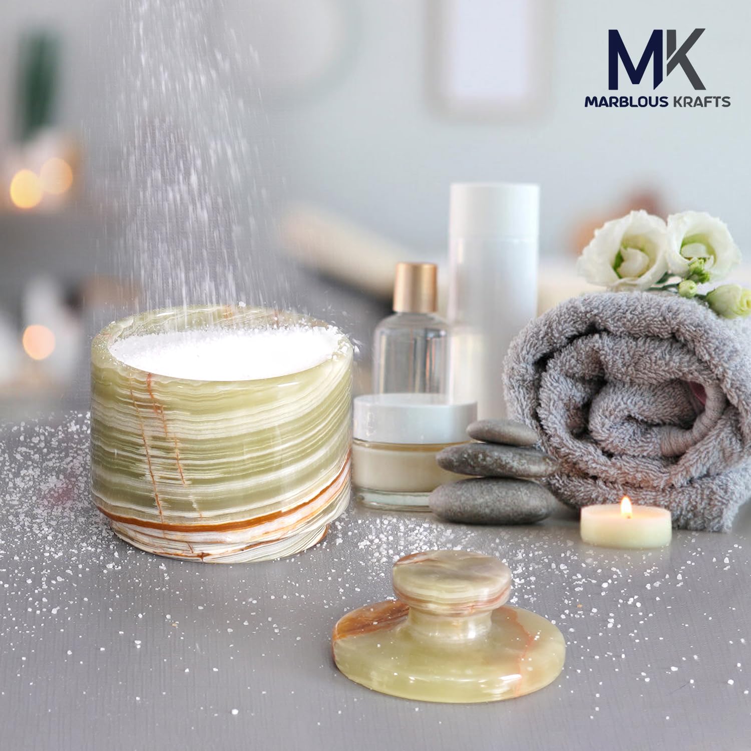 MARBLOUS KRAFTS marbled marble storage for spices and small items