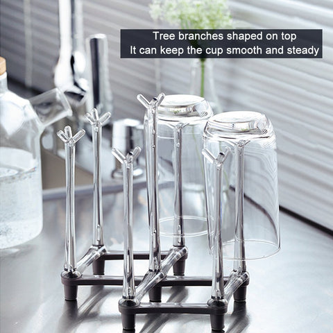 Marbrasse drainer stand with glasses drying neatly after washing