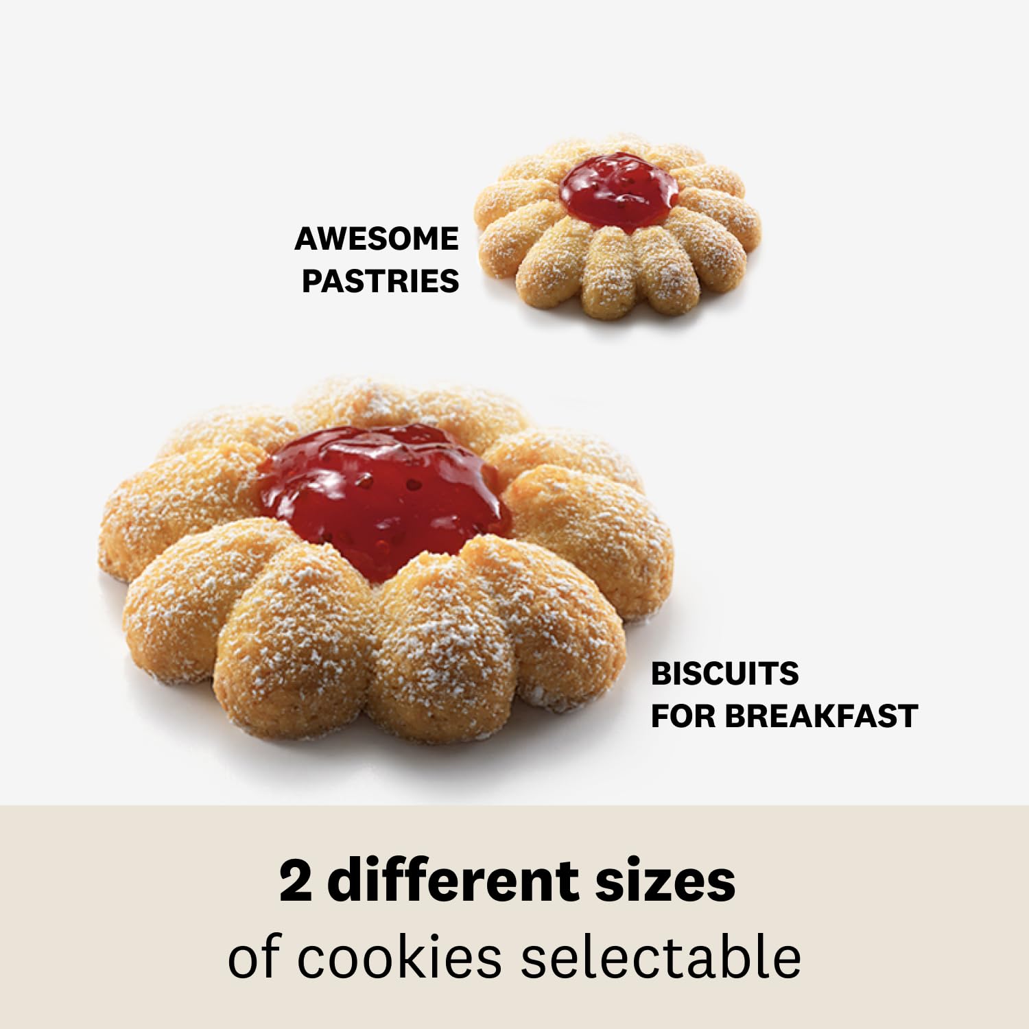 Marcato Atlas Deluxe small-vs-large cookies option for servings.