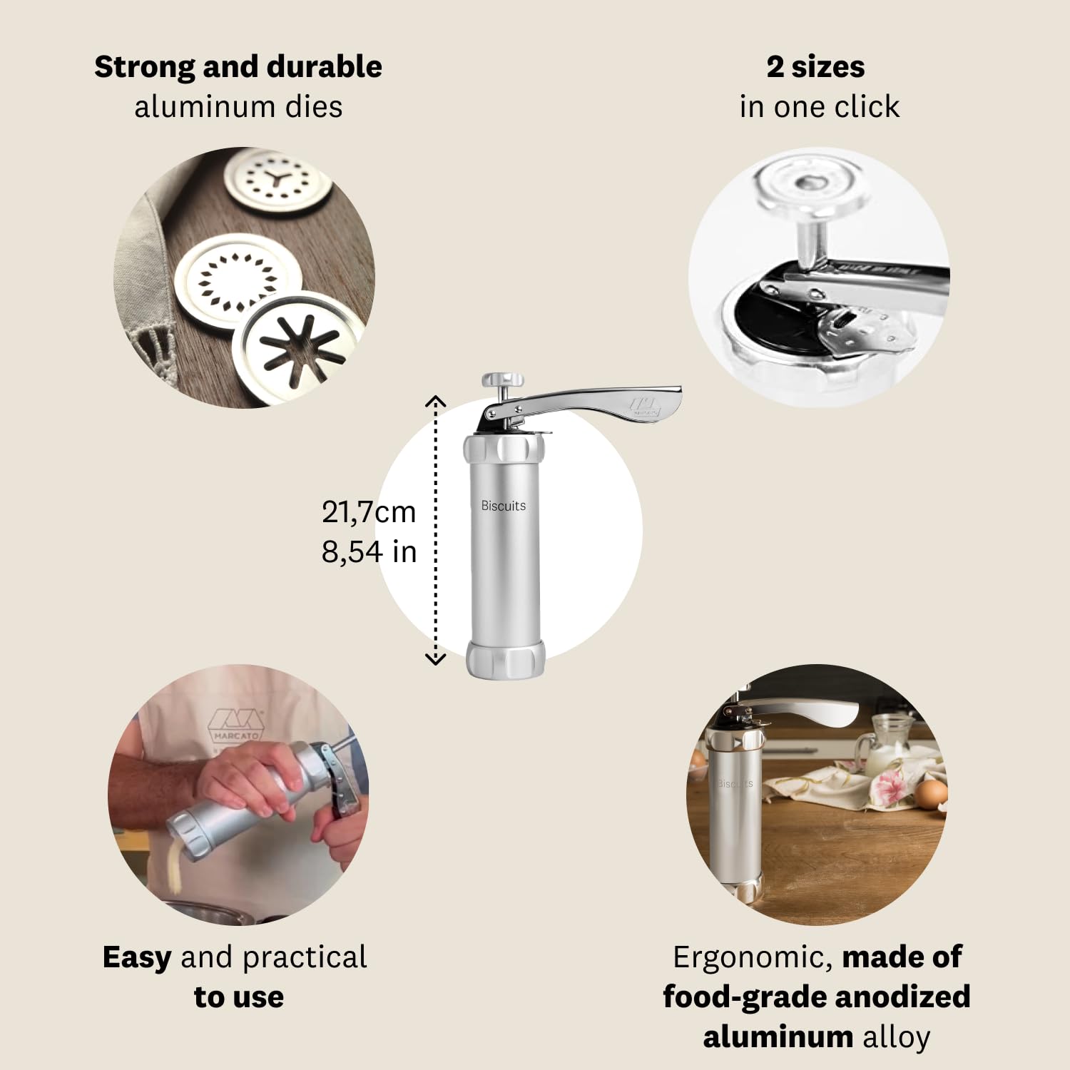 Marcato Atlas Deluxe stainless-steel build for lasting durability.