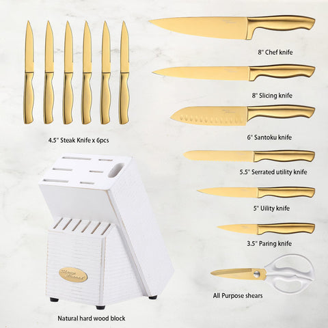 Marco Almond 4.5-inch serrated steak knives neatly arranged for meals.