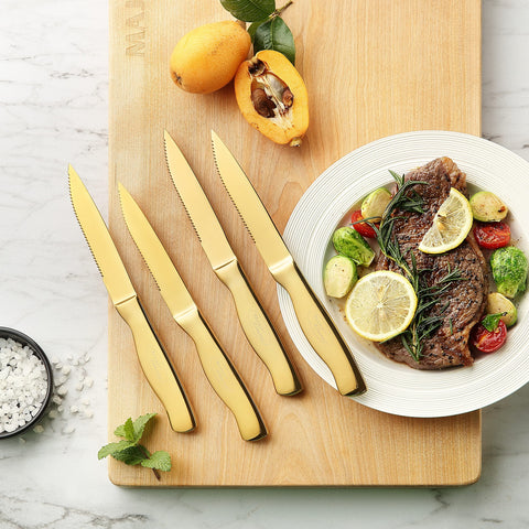 Marco Almond 6-inch santoku knife in focus for versatile everyday tasks.