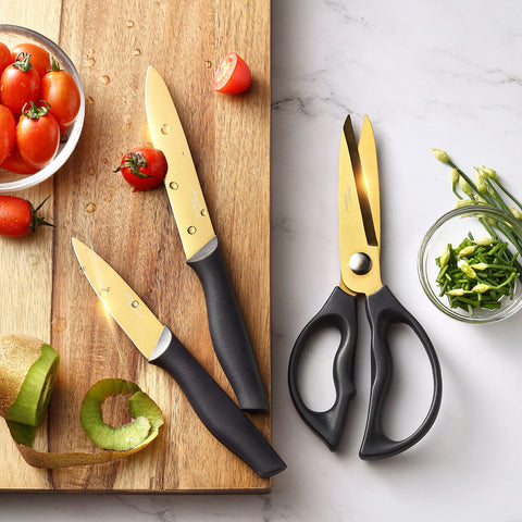 Marco Almond 8-inch chef knife included for versatile chopping and slicing tasks.