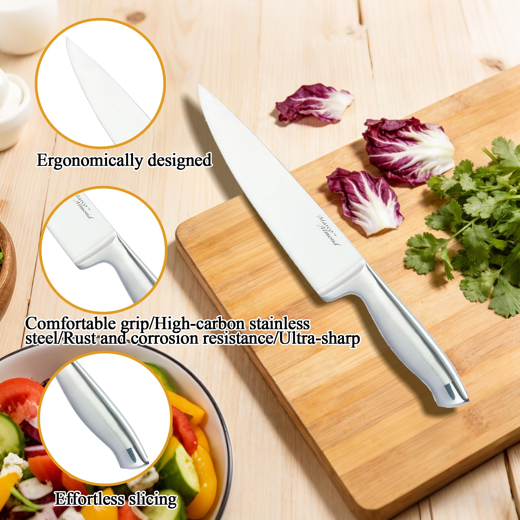 Marco Almond KYA26 8-inch bread knife for crusty loaves