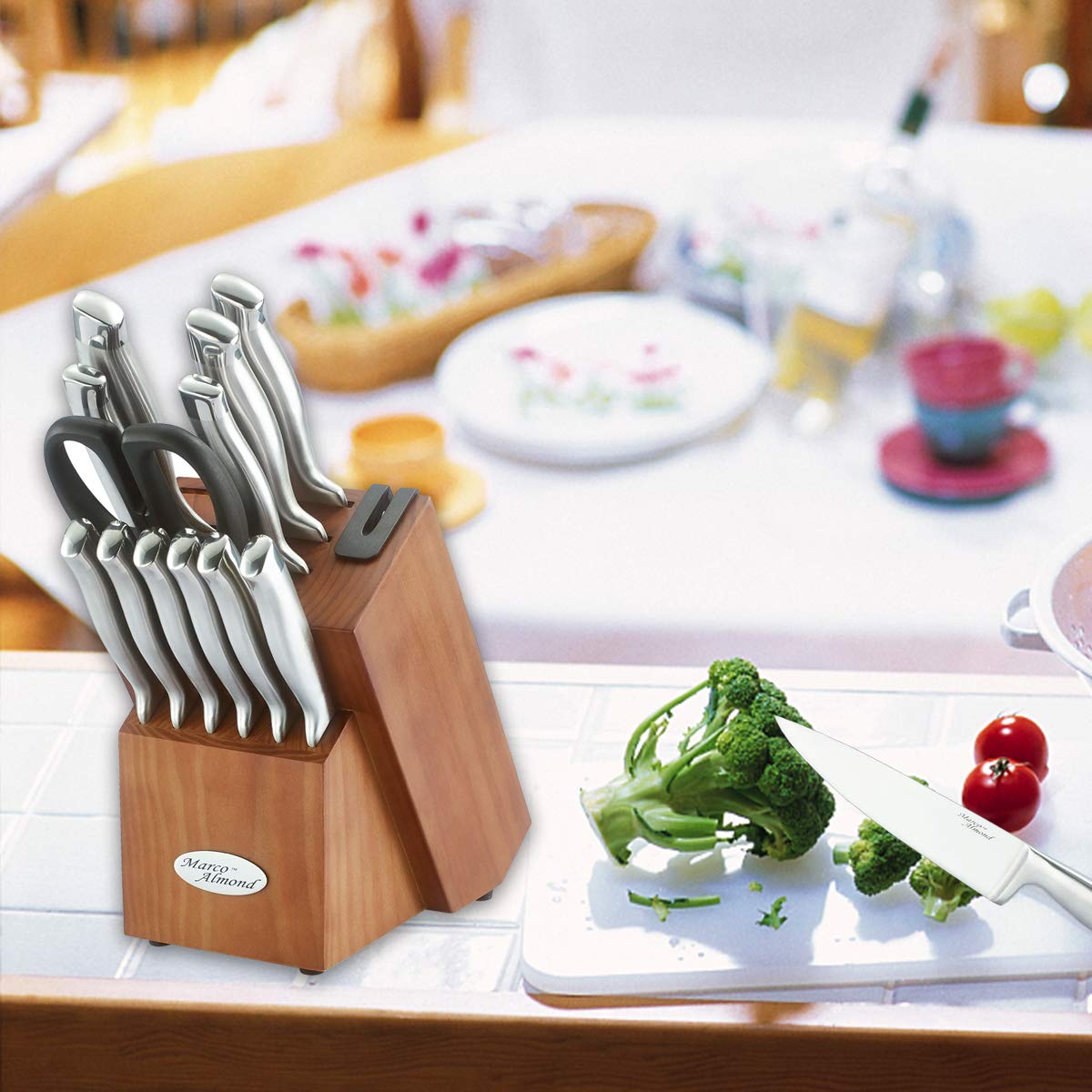 Marco Almond KYA26 wooden knife block organized storage