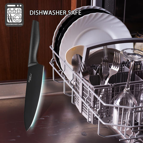 Marco Almond KYA38 8in bread knife with sheath, clean cuts and safe storage.