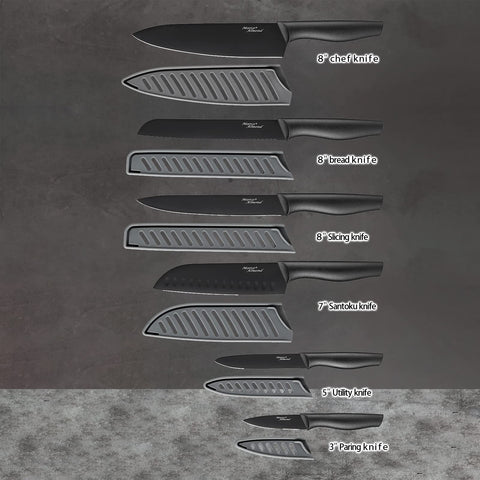 Marco Almond KYA38 8in chef knife with sheath enables safe daily prep.