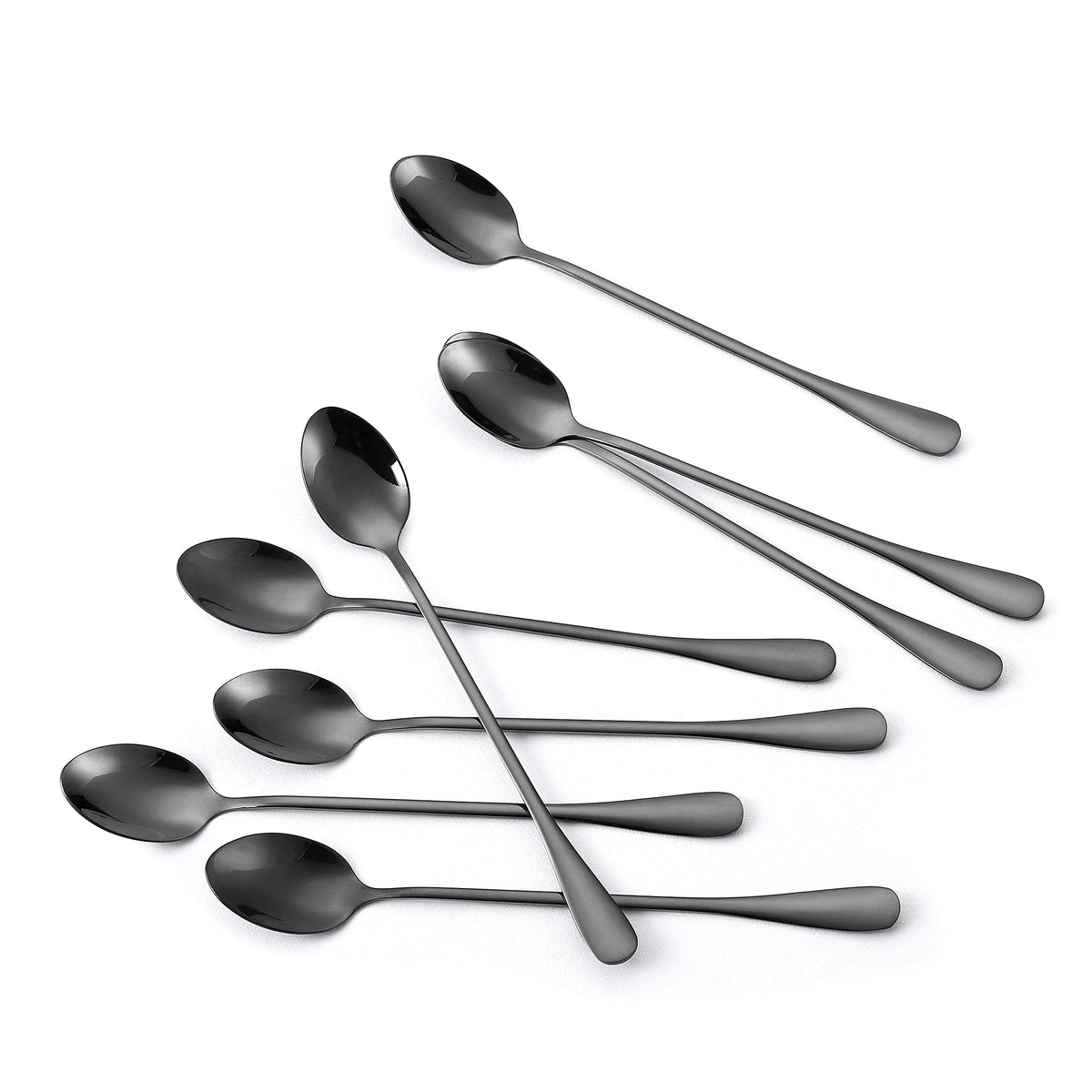 Marco Almond KYA59 long-handle ice tea spoon reaching bottom of tall glasses.