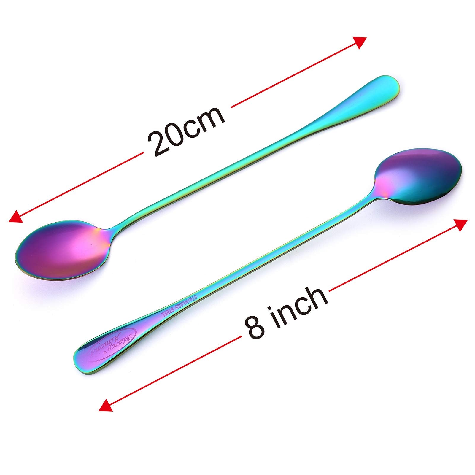 Marco Almond rainbow-color spoons add vibrant flair to drinks and desserts.