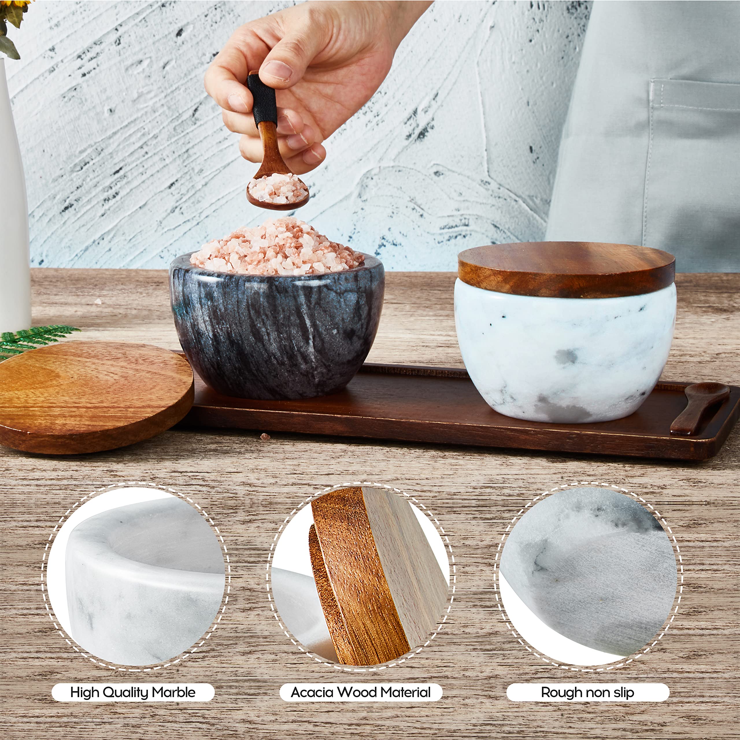 MarcZero marble base keeps spices organized in a stylish jar.