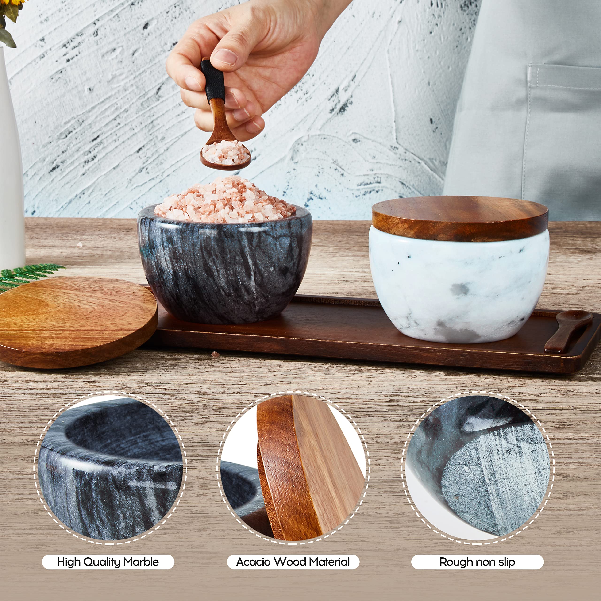 MarcZero salt box marble surface easy to clean.