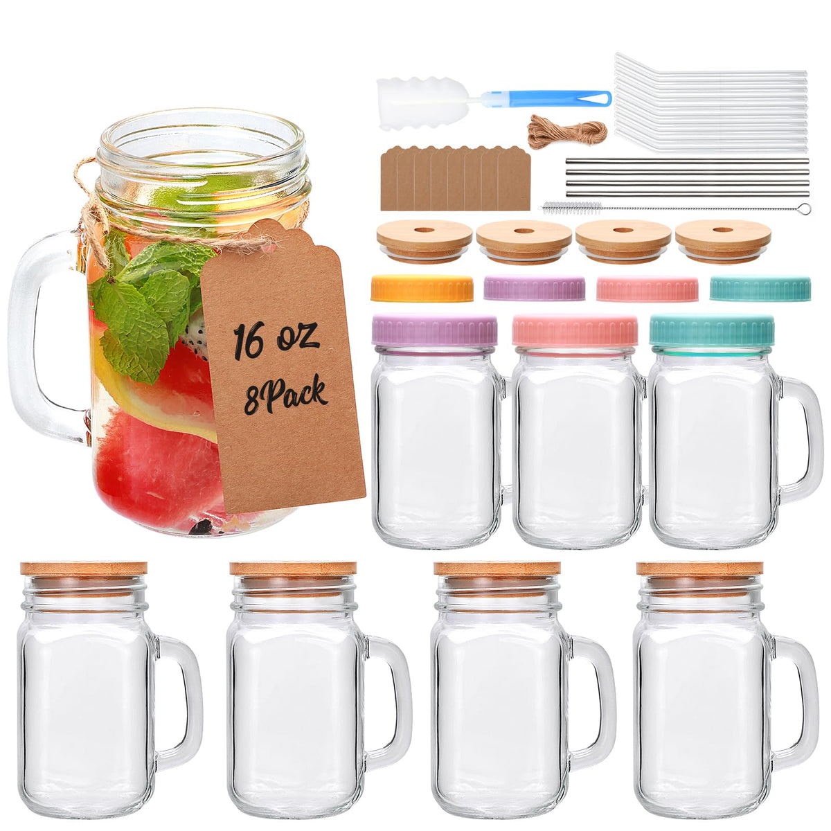 Maredash 16 oz mason jar with handle for an easy grip and stylish look