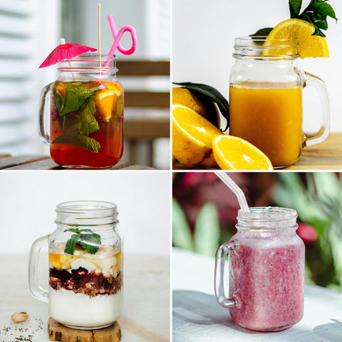 Maredash mason jar with plastic lid for secure pouring on the go