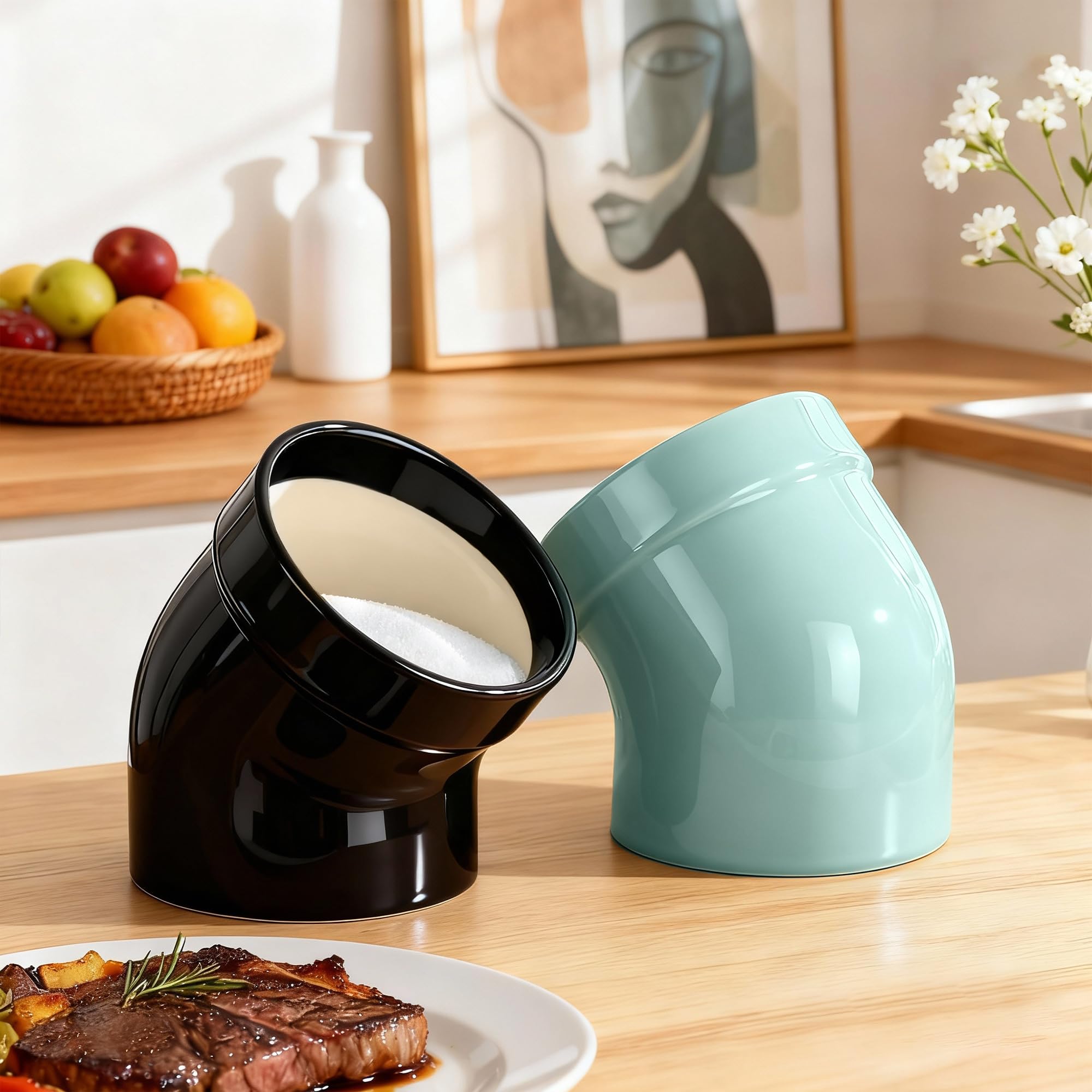 Marketty Salt Pig showing dishwasher-safe ceramic for easy cleanup.